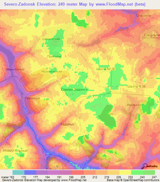 Severo-Zadonsk,Russia Elevation Map