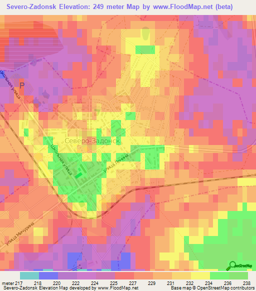 Severo-Zadonsk,Russia Elevation Map