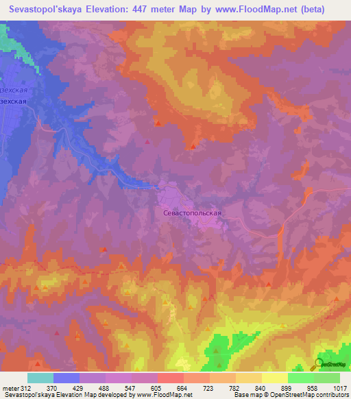 Sevastopol'skaya,Russia Elevation Map