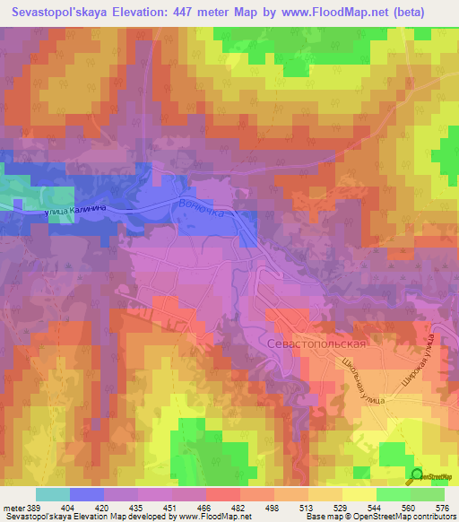 Sevastopol'skaya,Russia Elevation Map