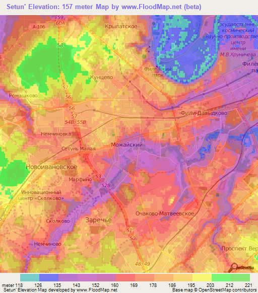 Setun',Russia Elevation Map