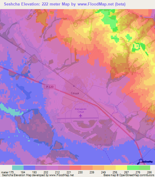 Seshcha,Russia Elevation Map