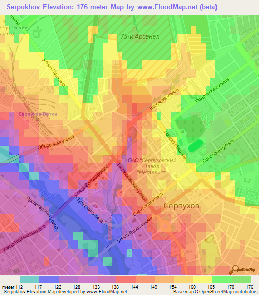 Serpukhov,Russia Elevation Map