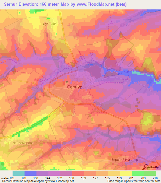 Sernur,Russia Elevation Map