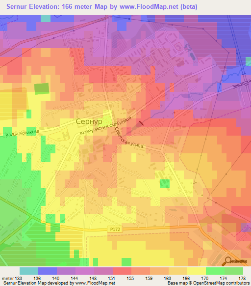 Sernur,Russia Elevation Map