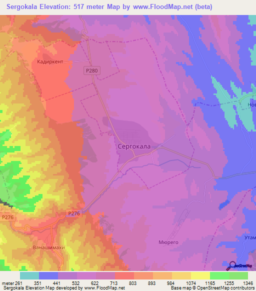 Sergokala,Russia Elevation Map