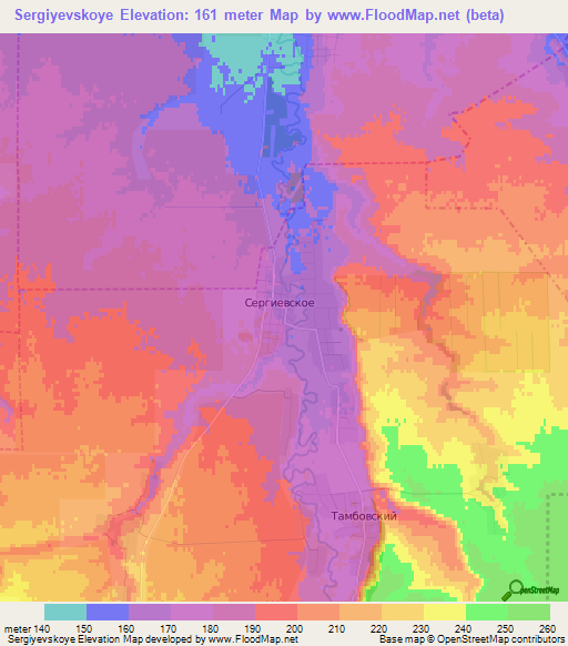 Sergiyevskoye,Russia Elevation Map