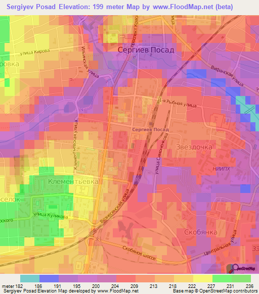 Sergiyev Posad,Russia Elevation Map