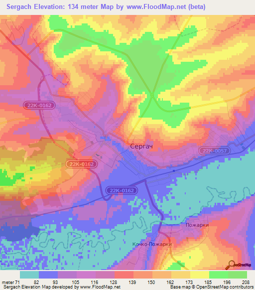 Sergach,Russia Elevation Map