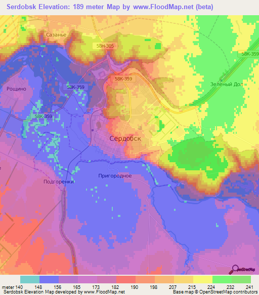 Serdobsk,Russia Elevation Map