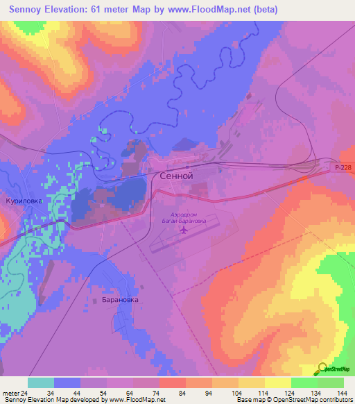 Sennoy,Russia Elevation Map