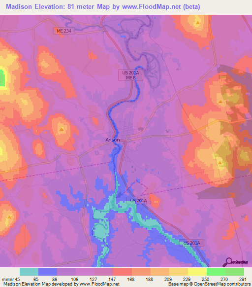 Madison,US Elevation Map