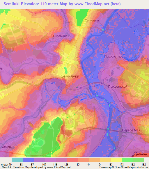 Semiluki,Russia Elevation Map