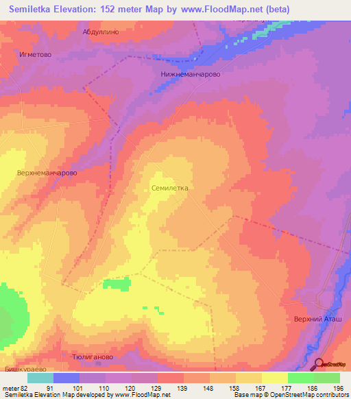 Semiletka,Russia Elevation Map