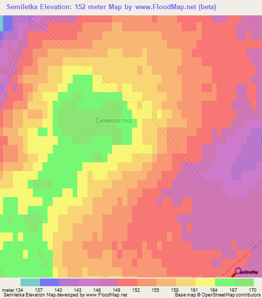 Semiletka,Russia Elevation Map