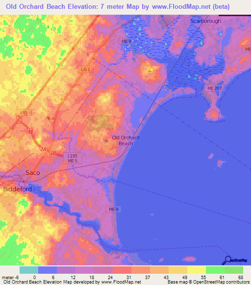 Old Orchard Beach,US Elevation Map