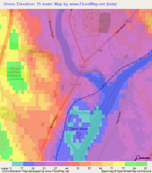 Orono,US Elevation Map