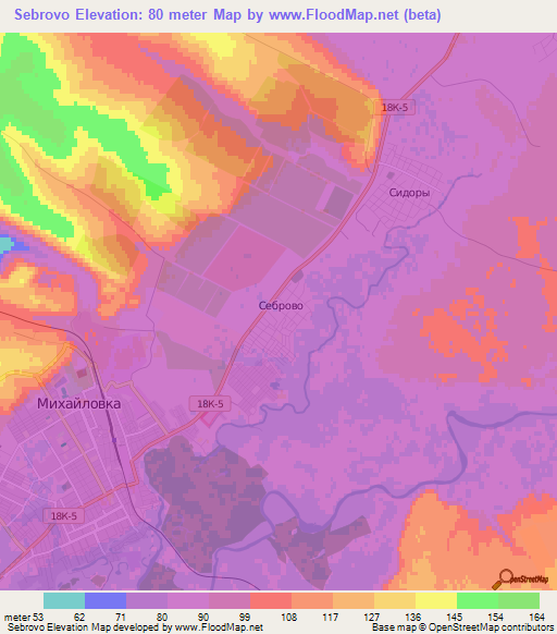 Sebrovo,Russia Elevation Map