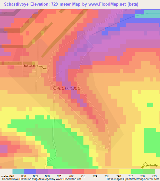 Schastlivoye,Russia Elevation Map