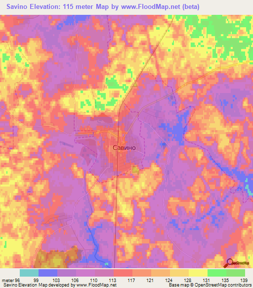 Savino,Russia Elevation Map