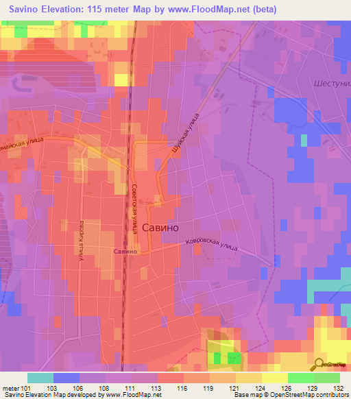 Savino,Russia Elevation Map