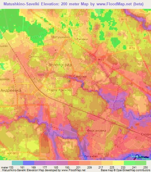 Matushkino-Savelki,Russia Elevation Map