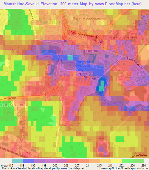 Matushkino-Savelki,Russia Elevation Map