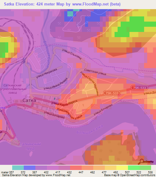 Satka,Russia Elevation Map