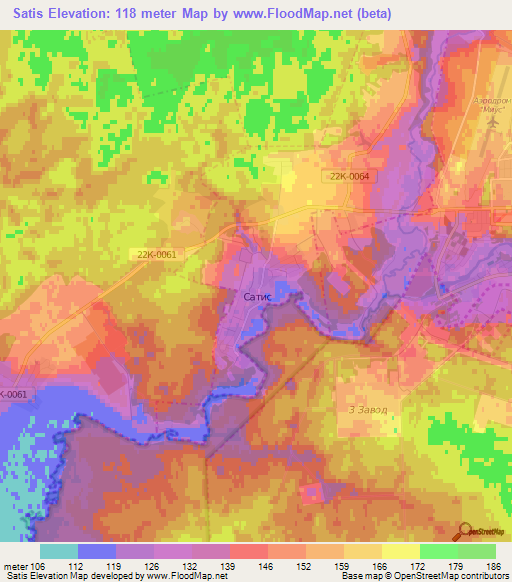 Satis,Russia Elevation Map