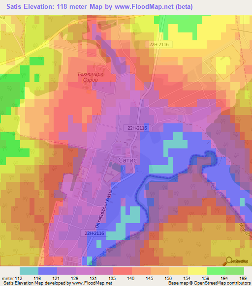 Satis,Russia Elevation Map