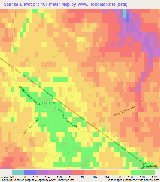 Satinka,Russia Elevation Map