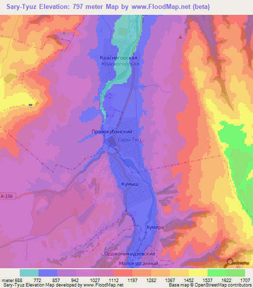 Sary-Tyuz,Russia Elevation Map