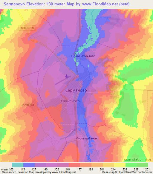 Sarmanovo,Russia Elevation Map