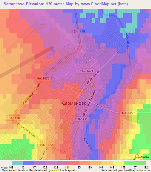 Sarmanovo,Russia Elevation Map