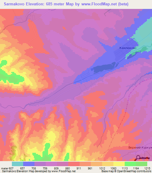 Sarmakovo,Russia Elevation Map