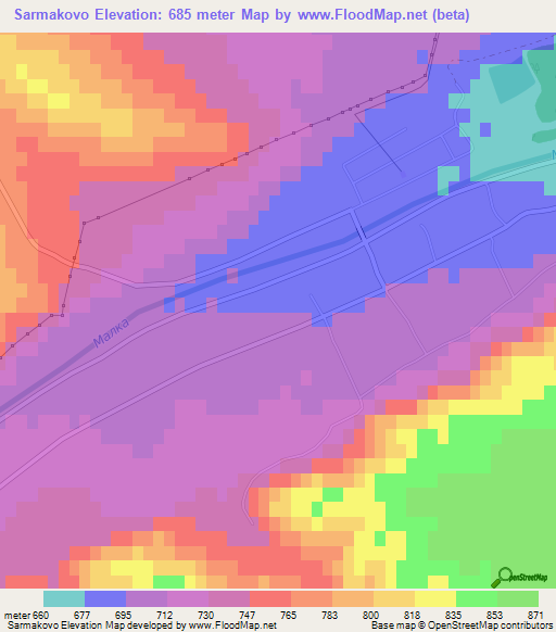 Sarmakovo,Russia Elevation Map