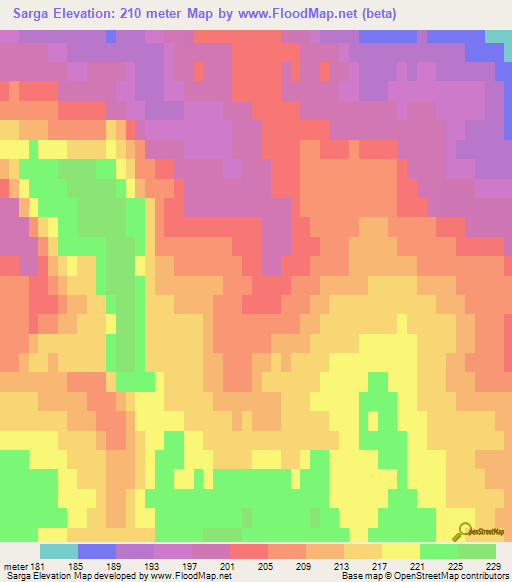 Sarga,Russia Elevation Map