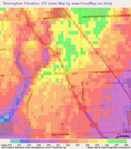 Birmingham,US Elevation Map