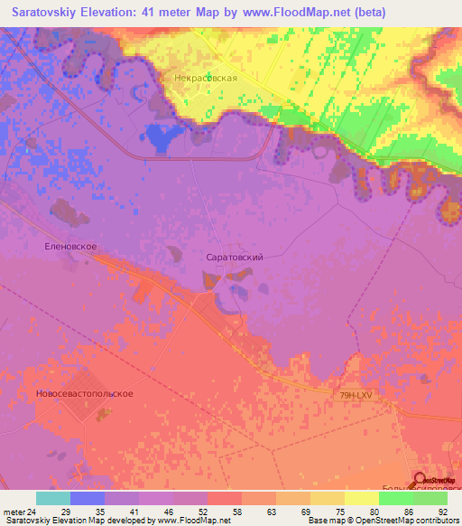 Saratovskiy,Russia Elevation Map