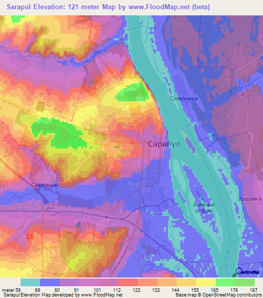 Sarapul,Russia Elevation Map