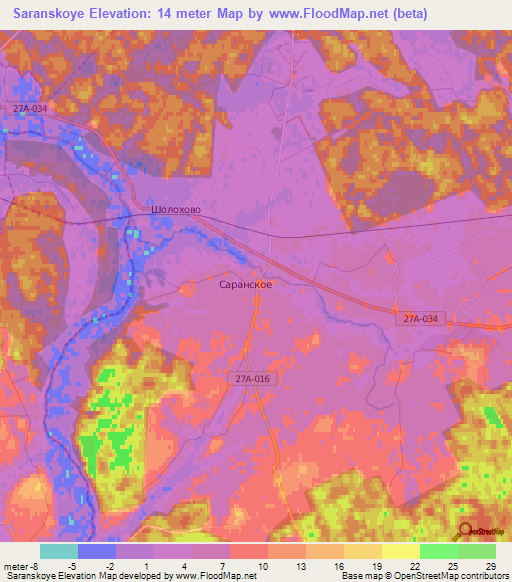 Saranskoye,Russia Elevation Map