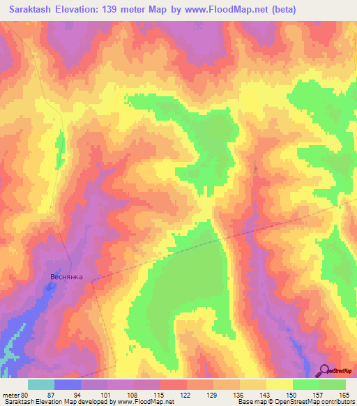 Saraktash,Russia Elevation Map