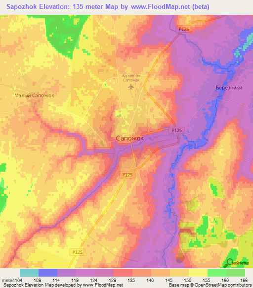 Sapozhok,Russia Elevation Map