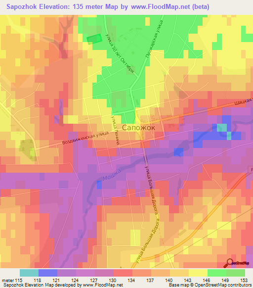 Sapozhok,Russia Elevation Map