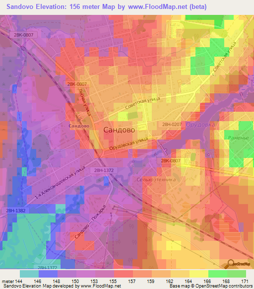 Sandovo,Russia Elevation Map