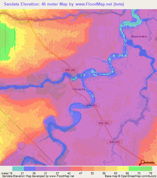 Sandata,Russia Elevation Map