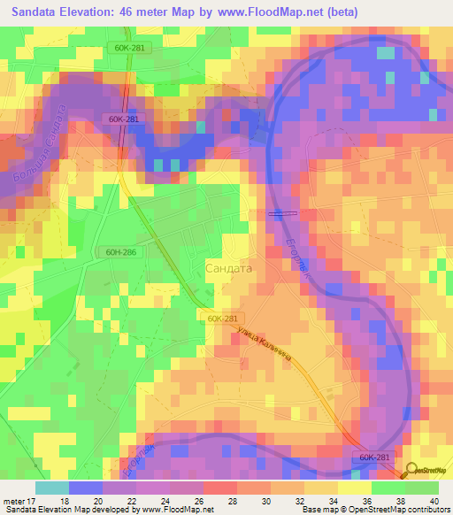 Sandata,Russia Elevation Map