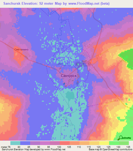 Sanchursk,Russia Elevation Map