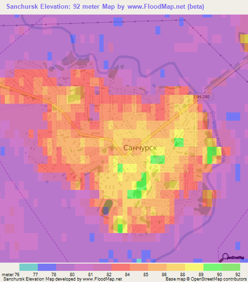 Sanchursk,Russia Elevation Map