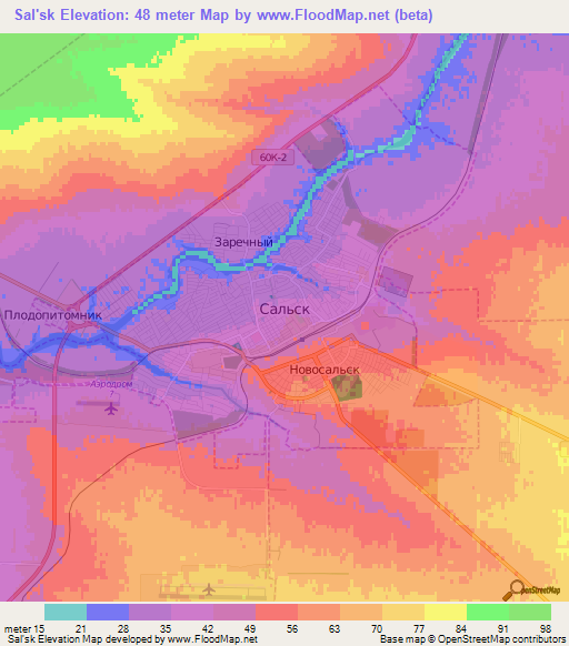 Sal'sk,Russia Elevation Map